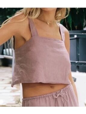 Lspace Long Island crop tank top in smoky quartz